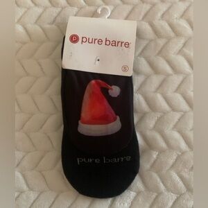Pure Barre Festive Black Socks with Red Santa Hat